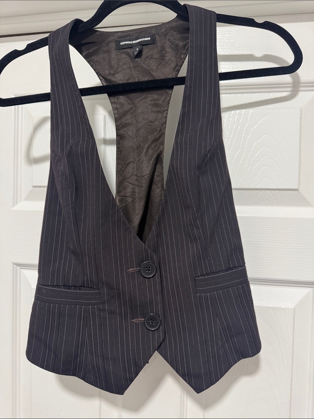 Express Women’s Pinstripe Dark Brown Vest